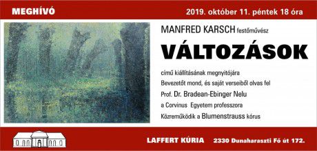 2019 okt. 11, Manfred önálló kiállÍtása, Dunaharaszti, Laffert Kúria
